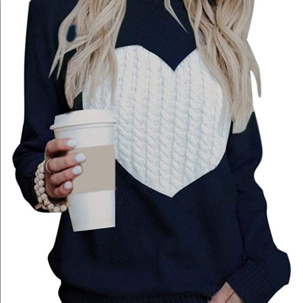 Super cute navy blue heart sweater